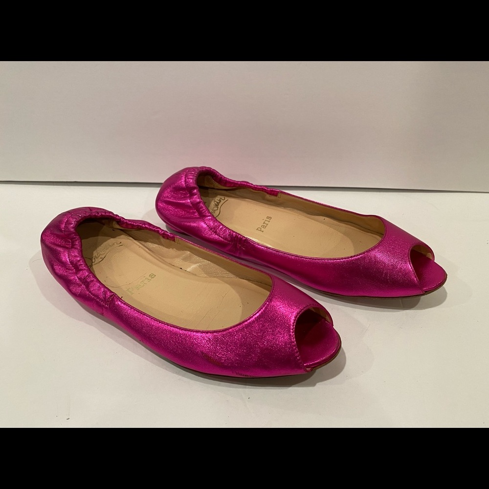 Christian Louboutin Open Toe ballets flats metallic pink 36.5
